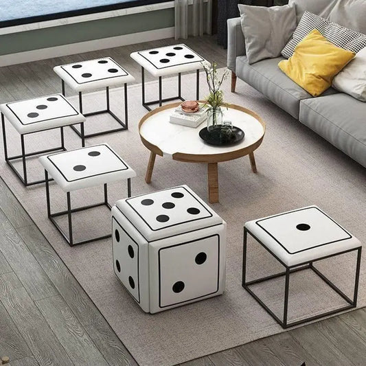 Dice Decor 5-in-1 Stool | Stylish Ottoman with Storage & Cushion