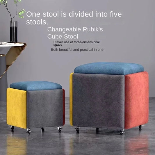 Rubik Cube Multifunctional Stool | 5-in-1 Storage & Seating